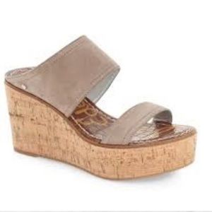 Sam Edelman Dali Suede Leather Cork Wedges Grey Size 10